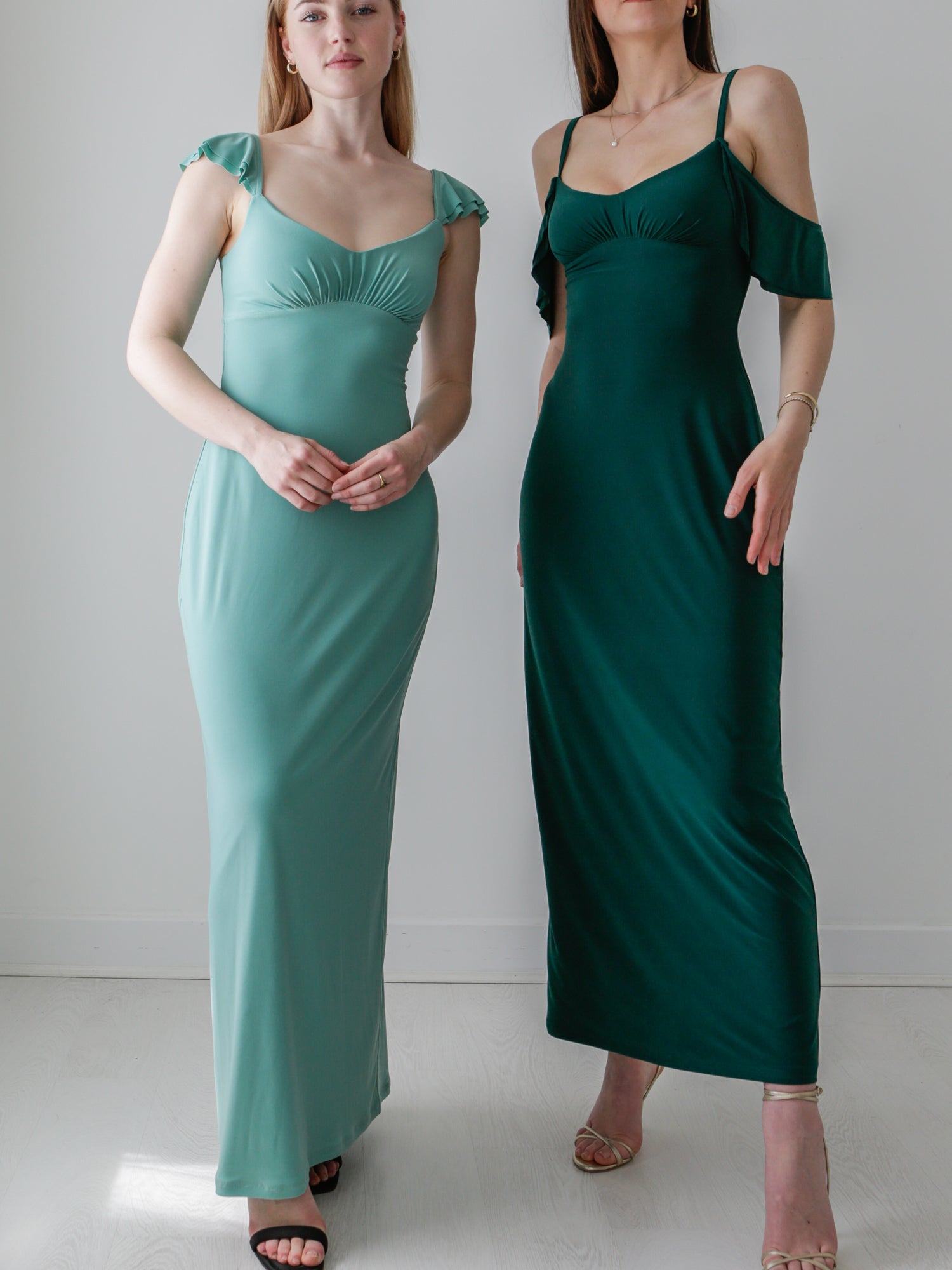 Dresses, Tailored Structure Satin Drape Maxi Dress